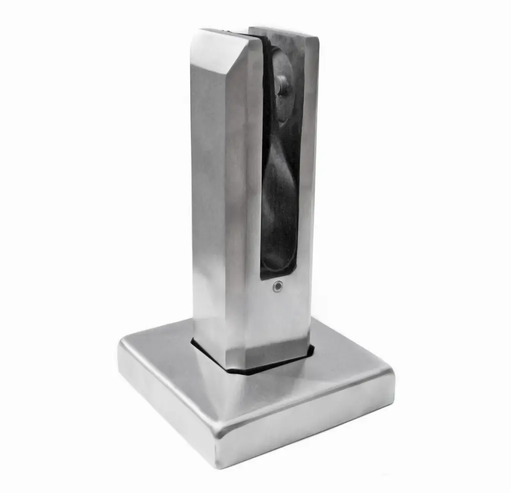 Stikla turētājs h182 50x50mm, t12 - 17,52mm stiklam, AISI 304 Satin