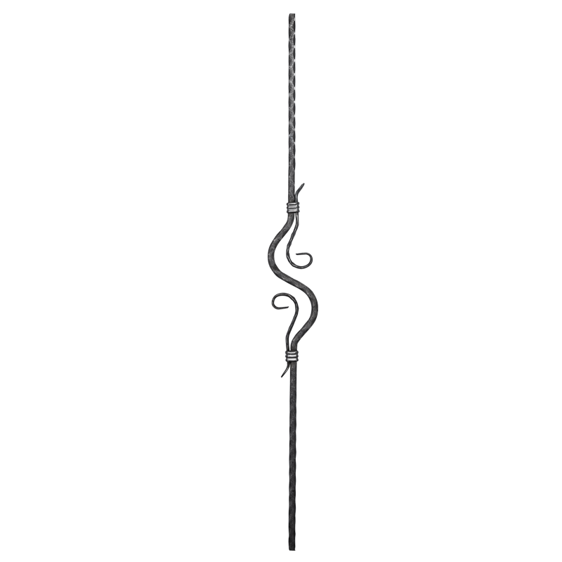 Forged steel baluster 12x12/12x6 mm H950 x L95 mm