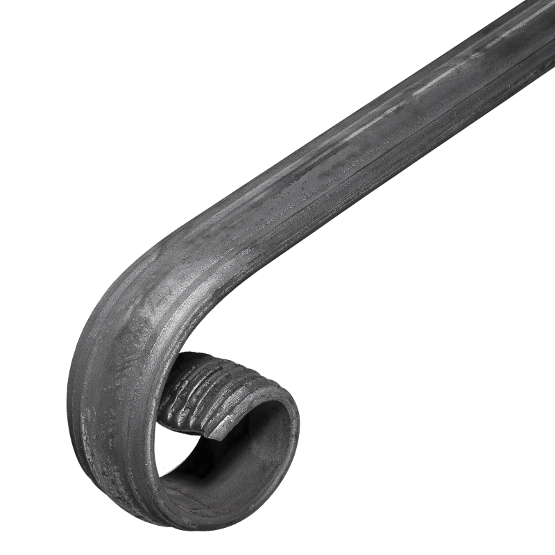 Forged steel handrail ending 40x12 mm H100 x L350 mm