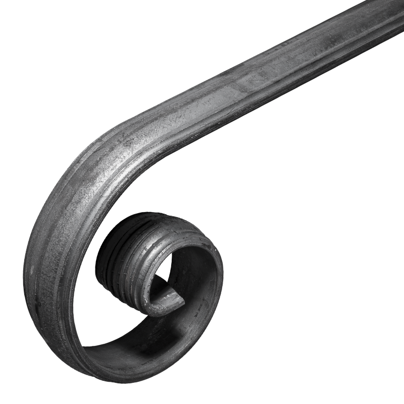 Forged steel handrail ending 50x14 mm H180 x L300 mm