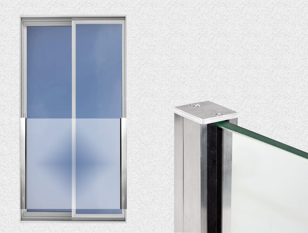 [i.1100.AL.R] Aluminium profiles for french balconies with glass, with mounting to the window frame