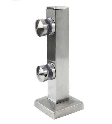 [i04.2554.4ES] Glass holder H255mm, 40x40mm, for t8-17,52mm glass, AISI 304 Satin