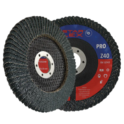 [TLP1252240] Flap disc with double-sided abrasive for corners P40, 125x22mm (metal + inox)
