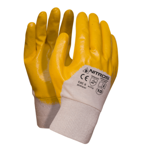 Knitted gloves covered with nitrile 