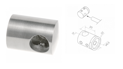 [i02.0216.4XS] Šķērstieņa turētājs d16mm D25 H22, AISI 304 Satin