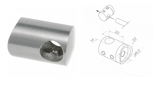 [i02.0116.4BS] Держатель поперечного стержня 42,4mm d16mm D25 H22, AISI 304 Satin