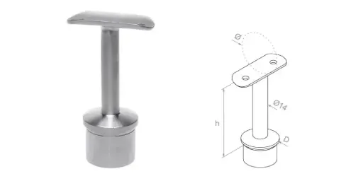 [i06.02B2.6BS] Handrail holder 42,4 h80 D42,4x2 (AISI 316 Satin)