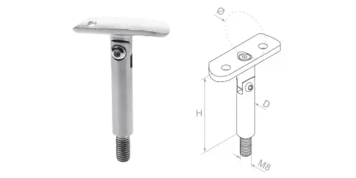 [i08.1407.4BS] Handrail holder adjustable 42,4 D14 H75 M8 AISI 304 