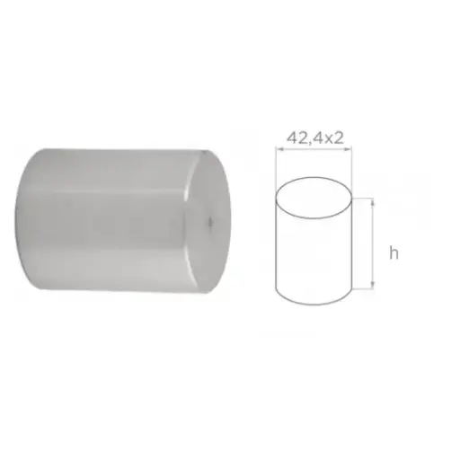 [i41.1101.4US] End cap for wood 42,4x2mm h50mm AISI 304 Satin