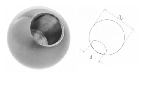 [i12.2012.4US] End ball D20 d12mm, AISI 304, Satin