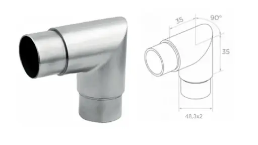 [i13.0301.4CS] Līkums 90 gr. D48,3 h35 AISI 304, Satin 