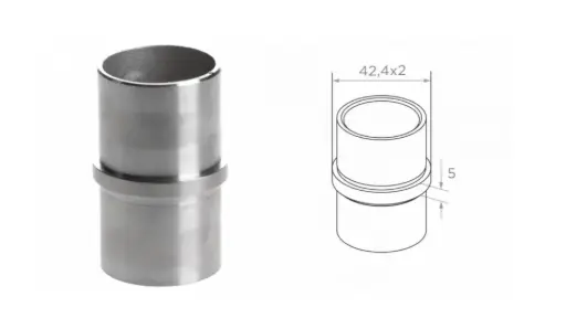 [i13.0601.4BP] Balustrade connector 42,4X2 mm h5 mm AISI 304, Polished