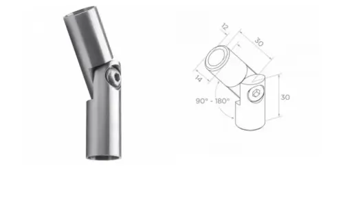 [i14.0412.4US] Savienotājs, regulējams D14 d12mm AISI 304, Satin