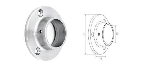 [i22.1001.6BS] Wall and bottom handrail fastening 42,4 D85 H25, Satin, AISI 316