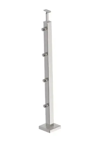 [i31.9051.4ES] INOX Margu statnis, ar 4 šķērstieņa turētājiem, slīpēts 40x40mm, H1060mm, AISI 304