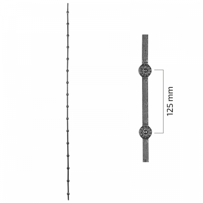 [K33.098] Forged steel baluster 12x12 mm L2000 mm