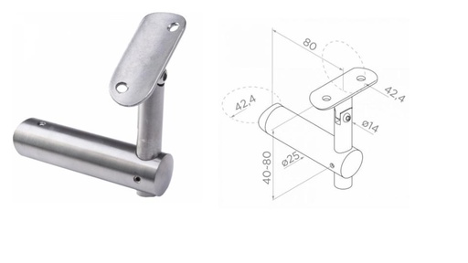 [I05.2501.4BS] Handrail holder d42,4 mm  D42 mm AISI