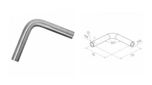 [i08.5121.4US] Handrail holder D12 mm H75 x 75 AISI 304