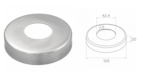[N23.1040.6BS] Nosegvāks 42,4 D105 H20 t1,5 AISI 316
