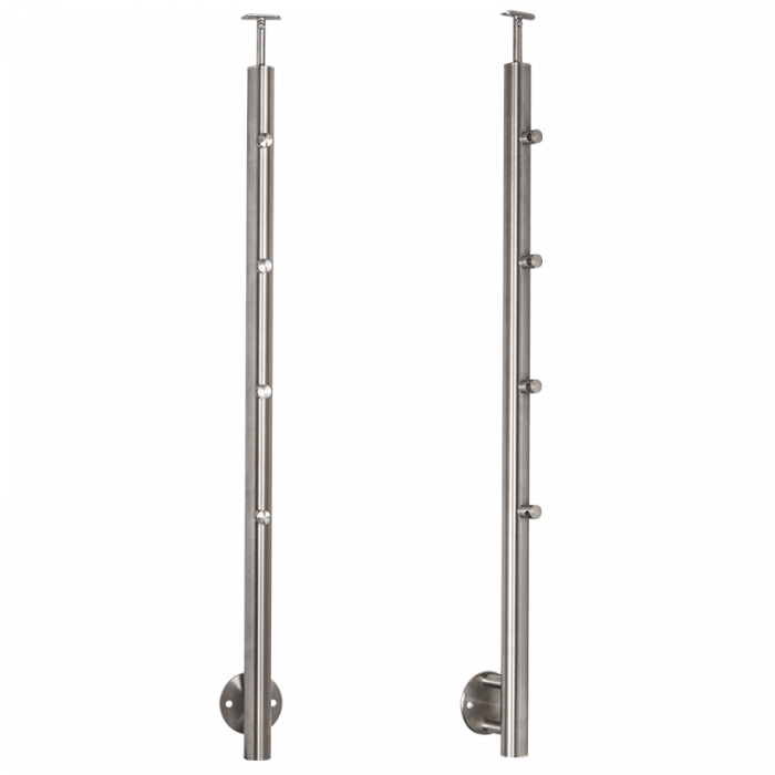 [i31.1797.4BS] INOX Margu statnis, ar 4 šķērstieņu turētājiem, D42,4 H1130mm, AISI 304