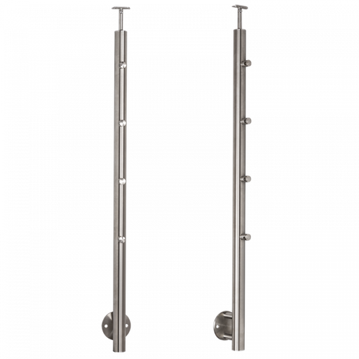 [i31.1797.4BS] INOX Margu statnis, ar 4 šķērstieņu turētājiem, D42,4 H1130mm, AISI 304