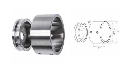 [i22.1002.4BS] Mufte pie sienas 42,4 D50 H25 AISI 304, Satin