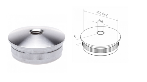 [i11.01M8.4BS] Convex end cap 42,4x2 h6 M8 AISI 304