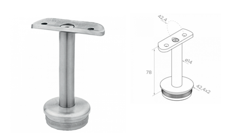 [i06.01B2.4BS] Handrail holder 42,4 h78 D42,4x2 AISI 304