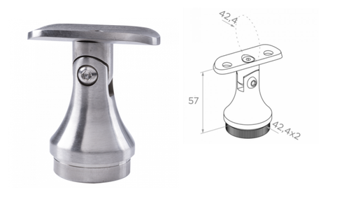 [i06.03B1.4BS] Handrail holder D42,4mm, H56x42,4x2 AISI 304