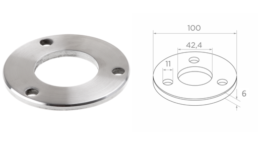 [i21.0203.4BS] Bottom fastening (i21.0203.4BS) 42,4 D100 a3x11 h6 AISI 304