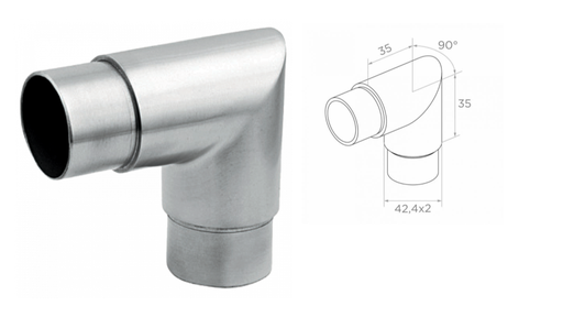 [i13.0301.4BS] Flush angle 90 gr. D42,4x2mm h35 AISI 304, Satin