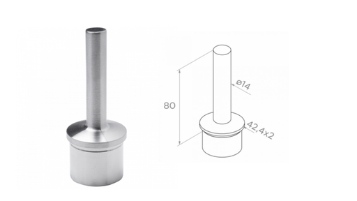 [i06.02U1.4BS] Handrail holder D42,4 H80 AISI 304