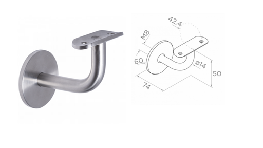 Soporte de pasamanos para pared 42,4 D60 AISI 304