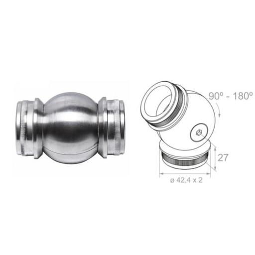 [i13.1301.4BS] Ball articulated connector D42,4x2 h27 AISI 304