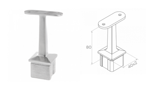 [i06.05E4.4ES] Handrail holder h80 D40x40x2 AISI 304