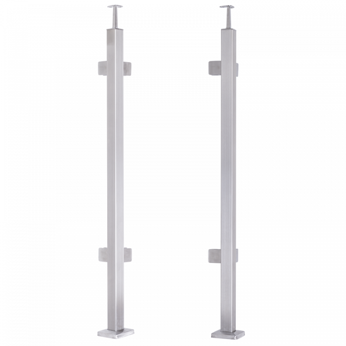 [i31.2471.4ES] INOX Stikla Margu statnis, stūra, ar 4 stikla turētāiem, 40x40 H1060mm, AISI 304
