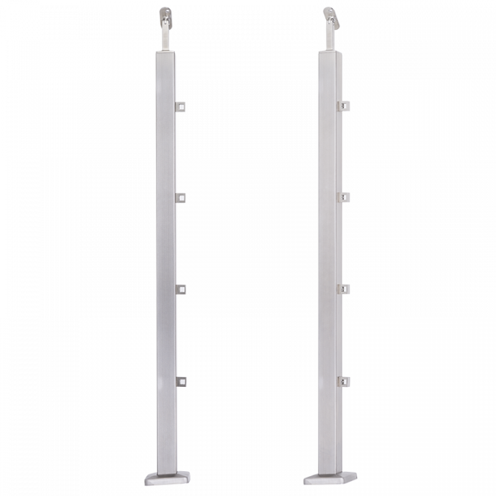 [i31.3179.4ES] INOX Margu statnis, ar 4 šķērstieņu turētājiem, 40x40 H960mm, AISI 304