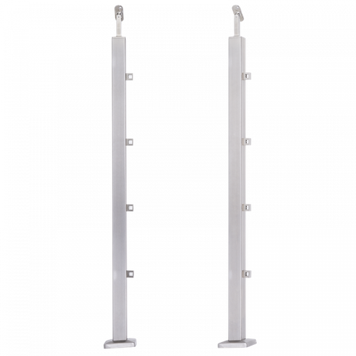[i31.3179.4ES] INOX Margu statnis, ar 4 šķērstieņu turētājiem, 40x40 H960mm, AISI 304