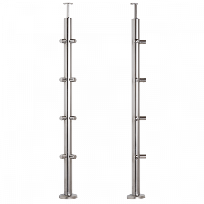 [i31.1724.4BP] Stainless steel corner railing post 42,4 H960 AISI 304