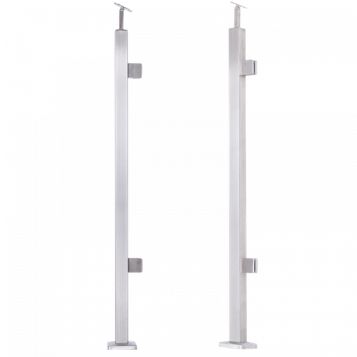 [i31.2467.4ES] INOX Stikla Margu statnis, labajā pusē 2 stikla turētāji, 40x40 H1060mm, AISI 304