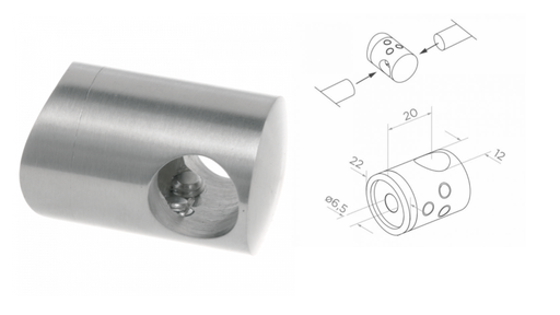 [i02.0412.4BS] Soportes de barra transversal 42,4 d12 D22 h20 AISI 304