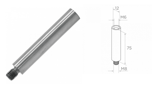 [i08.1203.4US] Handrail holder rod D12 H75 M8/M6 AISI 304