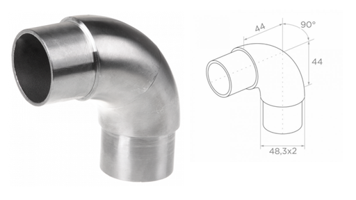 [i13.0201.4CS] Margu savienotājs 90 gr. 48,3x2 h44 AISI 304