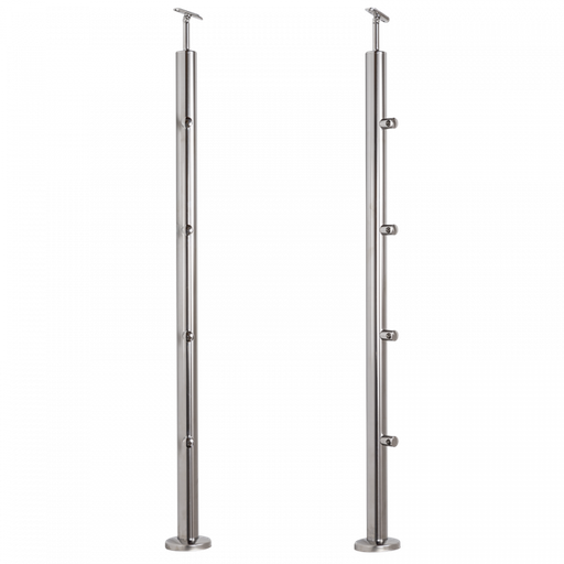 [i31.1610.4BS] INOX Margu statnis, ar 4 šķērstieņu turētājiem,  D42,4 H1060mm, AISI 304