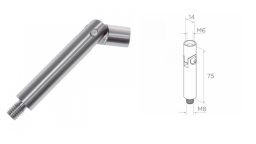 [i08.1401.4US] Handrail holder rod D14 H75 M8 AISI 304
