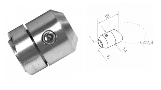 [i03.1206.4US] Rope holder 42,4 dmax 6 D14 L18 AISI 306