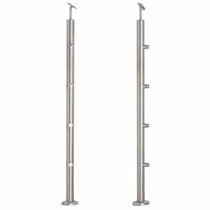 [i31.1727.4BP] INOX Margu statnis, ar 4 šķērstieņu turētājiem, D42,4 H1060mm AISI 304 (Pulēts)