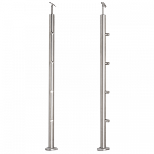 [i31.1727.4BP] INOX Margu statnis, ar 4 šķērstieņu turētājiem, D42,4 H1060mm AISI 304 (Pulēts)