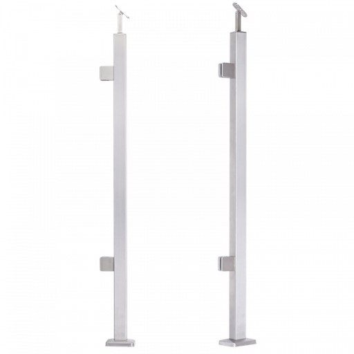 [i31.2465.4ES] INOX Stikla Margu statnis, kreisajā pusē 2 stikla turētāji, 40x40 H1060mm, AISI 304