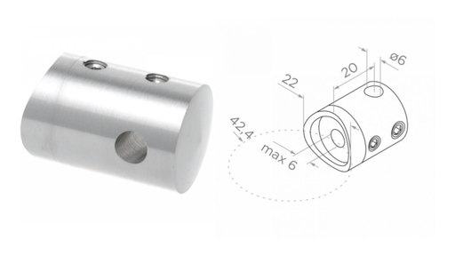 [i03.0106.4BS] Trošu turētājs 42,4 d6 D22 h20 AISI 304